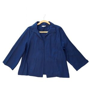 Charter Club 100% Linen Open Front Jacket – Navy Blue, 3/4 Sleeve Women’s XL